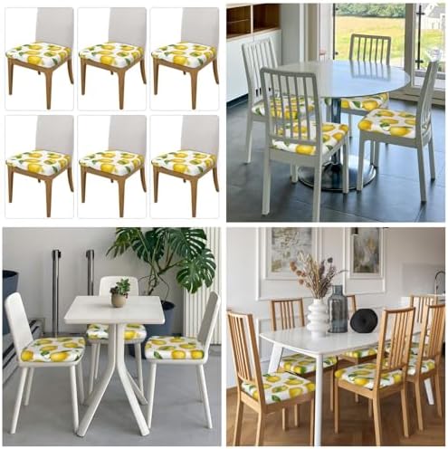 6 PCS Yellow Dining Chair Seat Covers Set