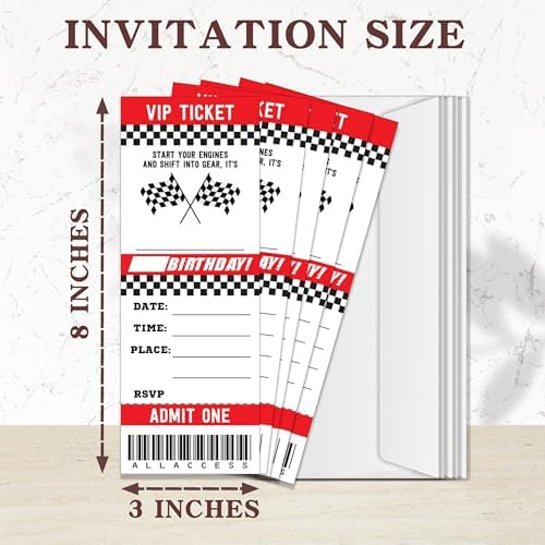 Start Your Engines Birthday Invitation Set with Envelopes