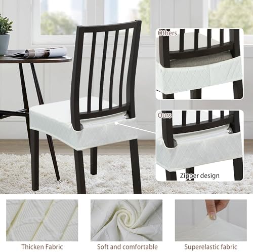 Dining Chair Covers Set of 2 Stretch Jacquard Seat Covers with Zipper