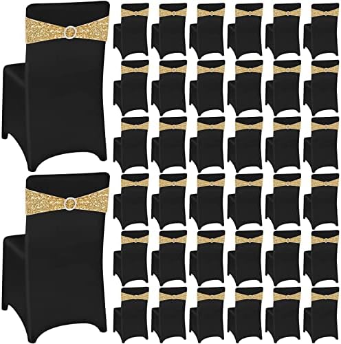 Chumia 100 Pcs Chair Covers and Sashes for Wedding Events