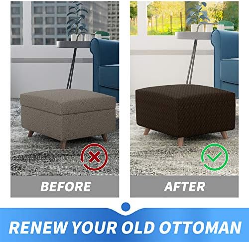 MAXIJIN Elastic Jacquard Ottoman Slipcover with Thick Fabric