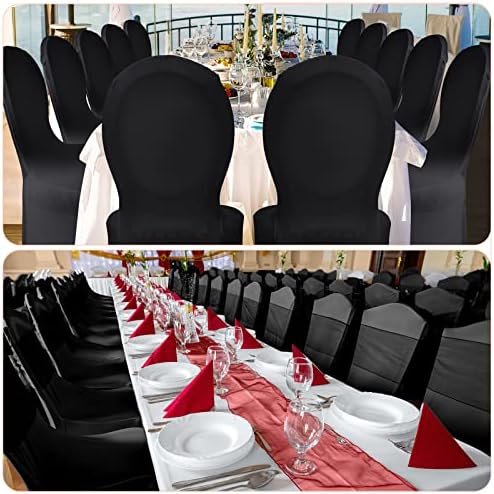 Tudomro 50 Pcs Black Polyester Spandex Chair Covers