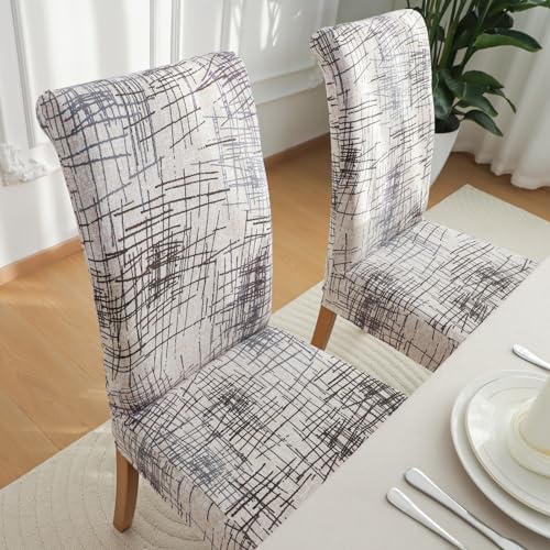 FORCHEER Dining Chair Covers Set of 6 with Geometric Print 1