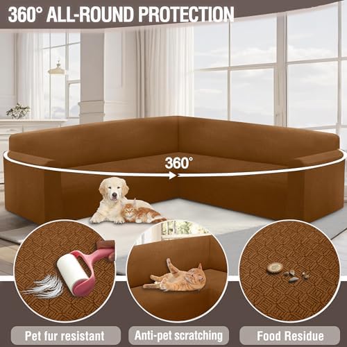HDCAXKJ L Shape Sectional Sofa Cover Caramel X-Large