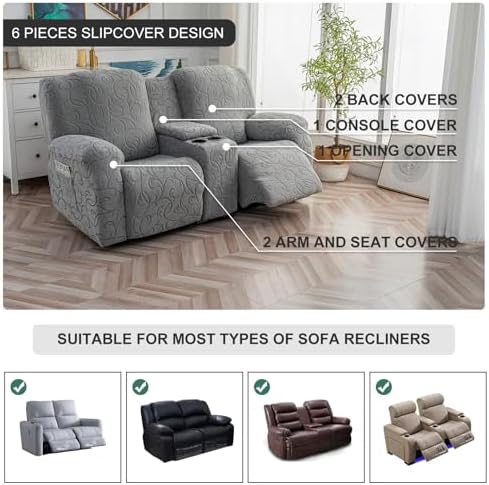 YUEANG Recliner Loveseat Cover with Center Console 1