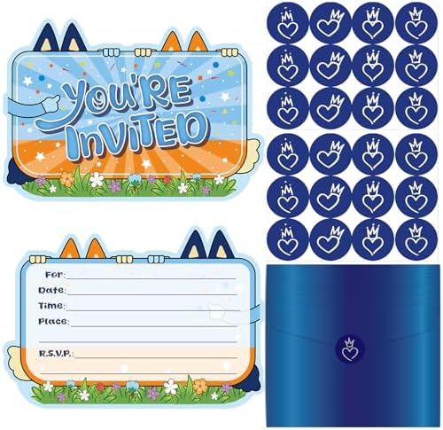 QAMEGX Dog Birthday Invitations 20Pcs Cartoon Fun Cards