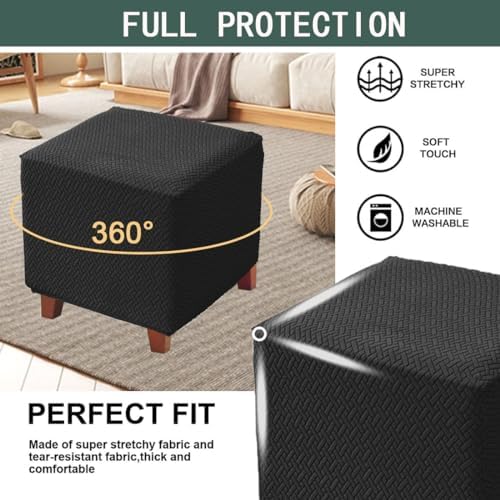 Bifaunvogel Square Ottoman Slipcover S Black