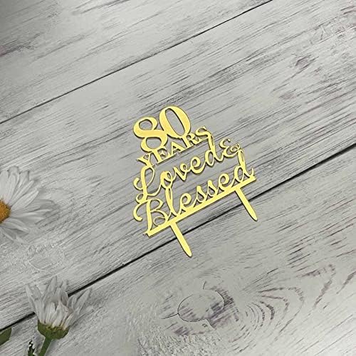JIEEIN 80th Birthday Mirror Gold Acrylic Cake Topper