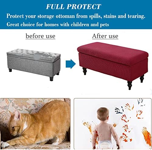 HFCNMY Rectangle Storage Bench Cover - Red Small