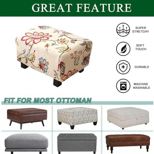 Lovehogue Printed Ottoman Chair Cover with Elastic Bottom
