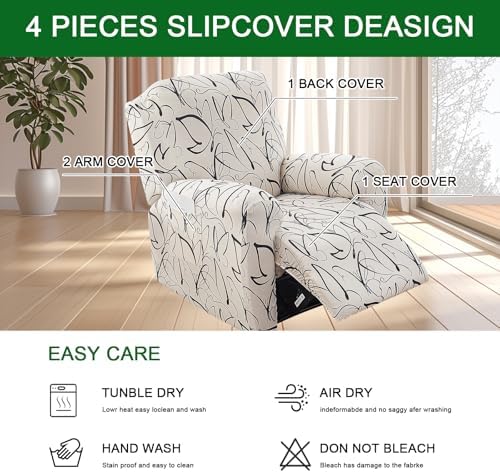 FUANGUI Recliner Chair Cover Set 4 Pieces