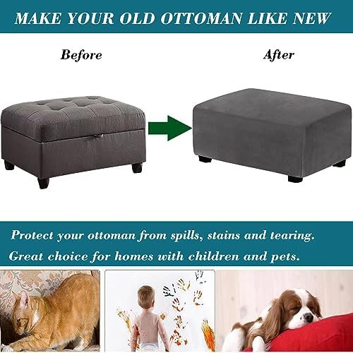 Luxurious Stretch Velvet Ottoman Cover for Large Ottomans