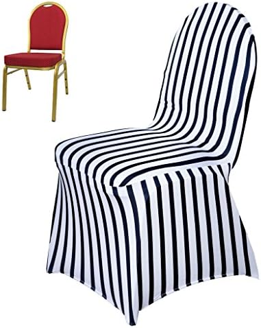 Tableclothsfactory Striped Spandex Chair Cover Pack of 5 Black White