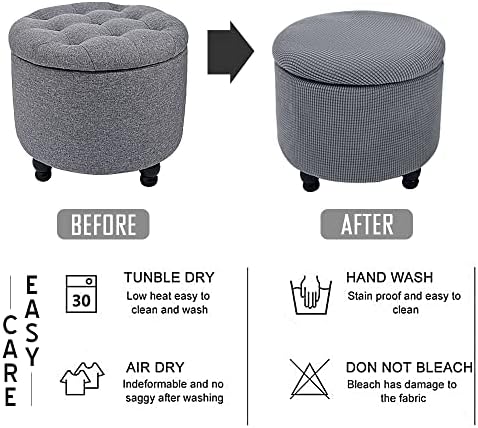 XMNTG Grey Stretch Stool Cover with Elastic Bottom