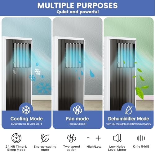 3-in-1 Portable Air Conditioner with 8000 BTU Cooling