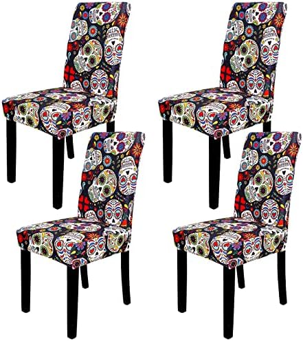 Whaline 4Pcs Halloween Chair Covers with Stretch Elastic Design
