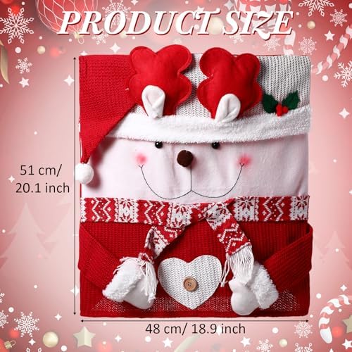 4 Pcs Christmas Chair Covers with Santa Claus Snowman Reindeer Design