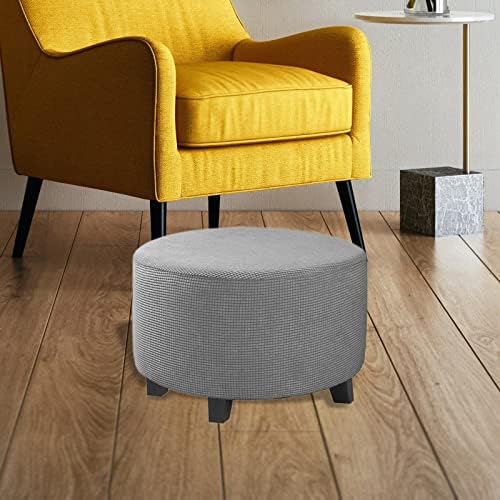 Gazechimp Round Stretch Ottoman Cover Gray 1