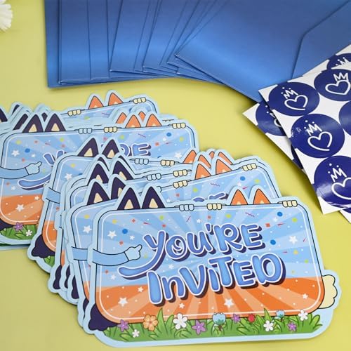 QAMEGX Dog Birthday Invitations 20Pcs Cartoon Fun Cards