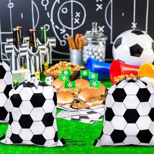 24pcs Soccer Drawstring Party Bags for Sports Themed Parties