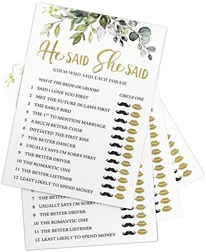 Printed Party Bridal Shower Games with Trivia for 50 Guests