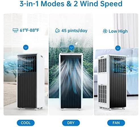 Hipicute 8000 BTUs Portable AC with Dehumidifier and Fan