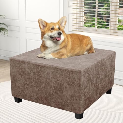 MCOSU Faux Leather Ottoman Cover - Brown Large