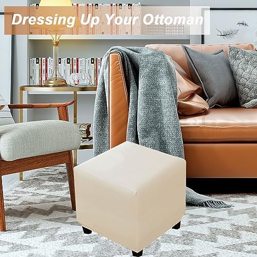 Waterproof PU Square Ottoman Cover with Elastic Bottom