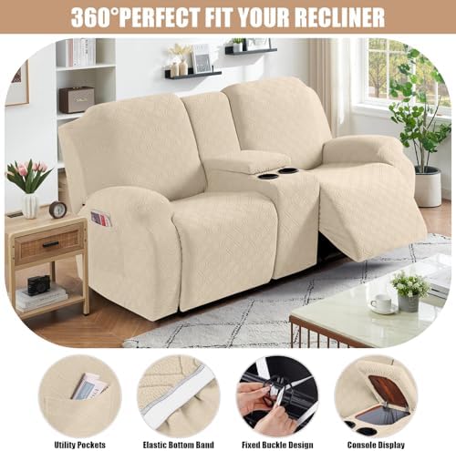 Vansofy Recliner Loveseat Cover with Console
