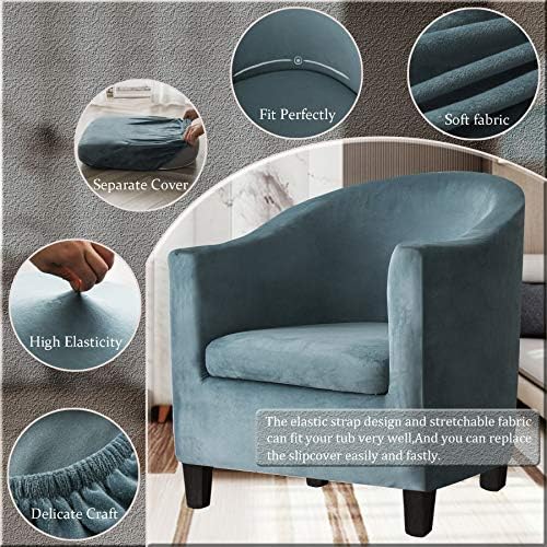 2 Piece Velvet Tub Chair Covers - Spandex Slipcovers for Armchairs 1