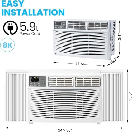 8000 Btu Window Air Conditioner Quiet Operation 350 Sq Ft