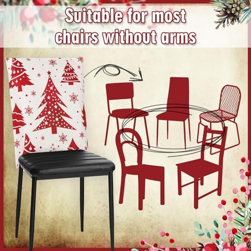 Whaline 6Pcs Christmas Chair Covers Red Snowflake Elk Decor