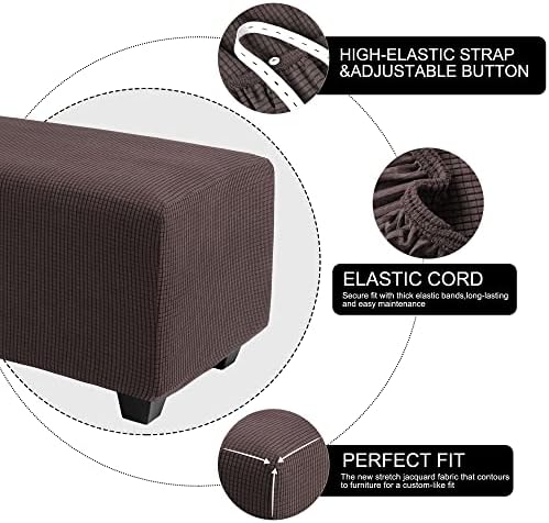 PiccoCasa High Stretch Ottoman Cover with Elastic Bottom
