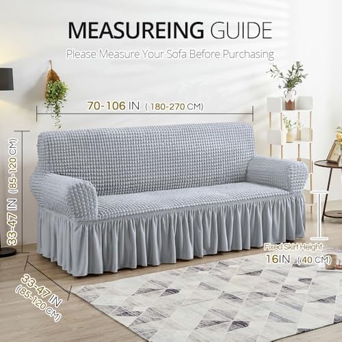 NICEEC Sofa Slipcover Grey 3 Seater Universal High Stretch Durable Cover