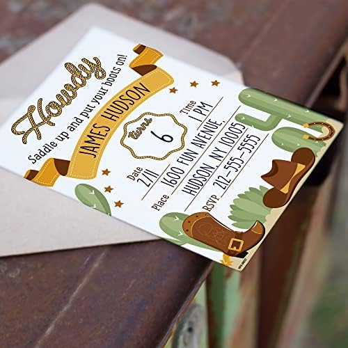 Western Party Invitations with Envelopes - Pack of 20