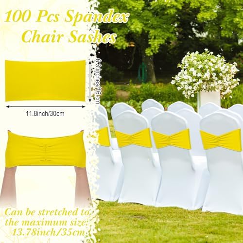 Moukeren 100 Pcs Spandex Chair Sashes for Weddings and Parties