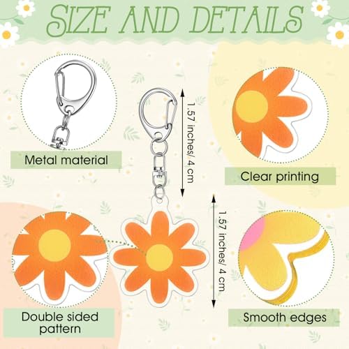 Kenning 50 Pcs Flower Keychain for Mothers Day