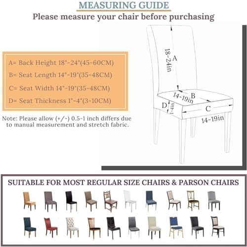 DLMWELL Stretchable Dining Chair Covers Set of 4 Dark Green