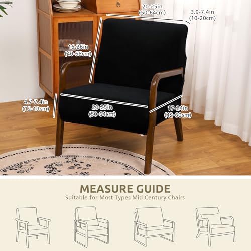 NICEEC Black Spandex Mid Century Chair Covers with Arms