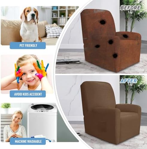 JIVINER Super Stretch Recliner Chair Covers 4 Piece Set