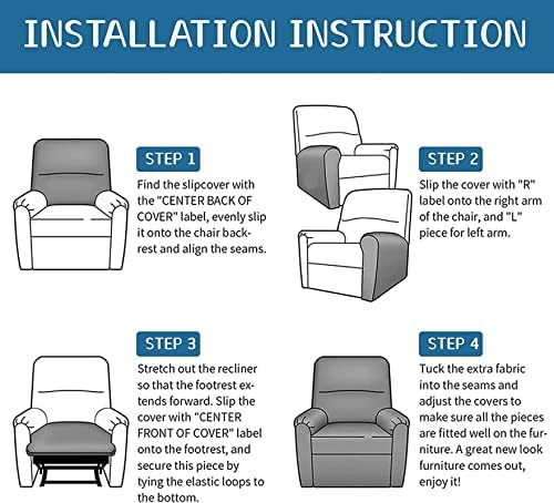 Eco-Ancheng 4-Piece Recliner Slipcovers Set Lazy Boy Chair Covers