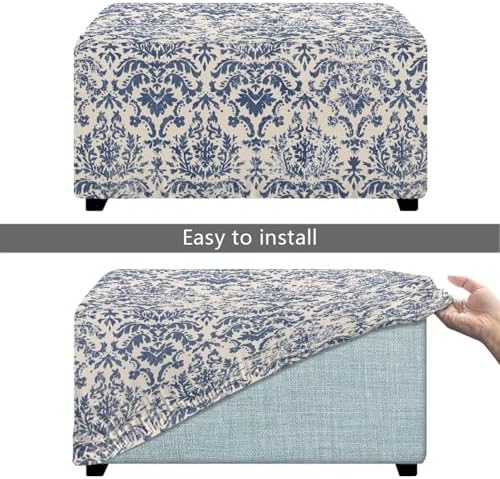 Retro Pattern Large Ottoman Slipcover Footstool Cover