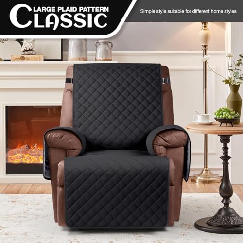 KinCam Waterproof Recliner Chair Cover 236 Black