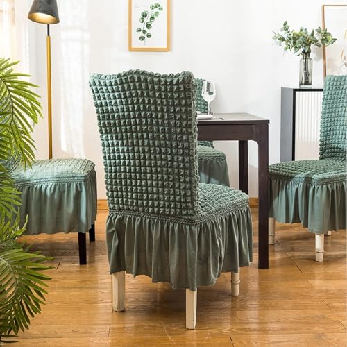 Qubjus Dining Chair Covers Set of 6 Stretchable Washable with Skirt