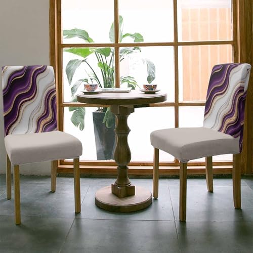 4 Pcs Stretch Spandex Dining Chair Covers with Abstract Geometric Stripes