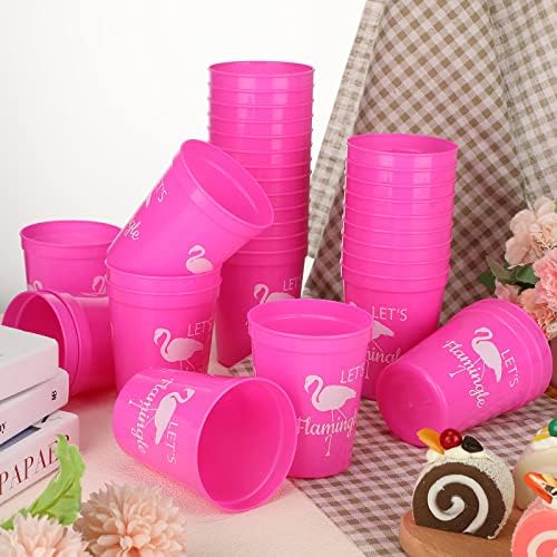 Sabary 32 Pcs Flamingo Party Cups 16 Oz Reusable Pink