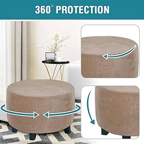 Velvet Stretch Ottoman Slipcover for Living Room