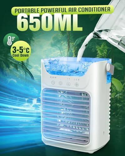 Ankuwa Portable Air Conditioner with 3 Wind Speeds and 7 LED Lights