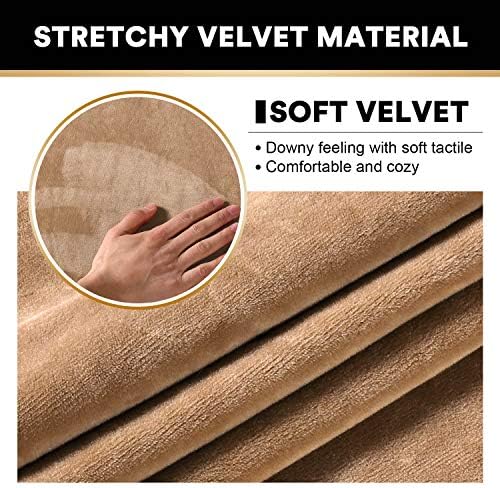 PrinceDeco Velvet Plush Stool Cover Large Camel