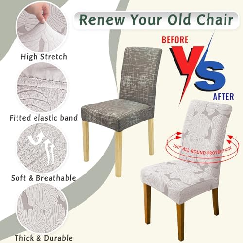 Oloepfo Dining Chair Covers Set of 6 Light Grey
